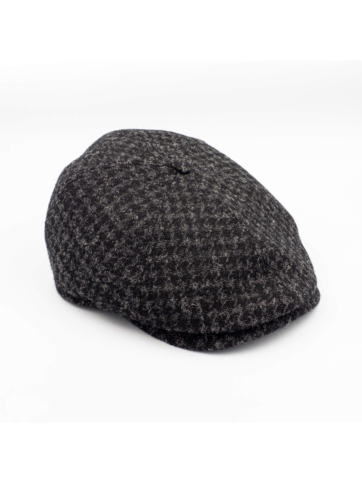 Szary kaszkiet z wełny Harris Tweed w pepitę