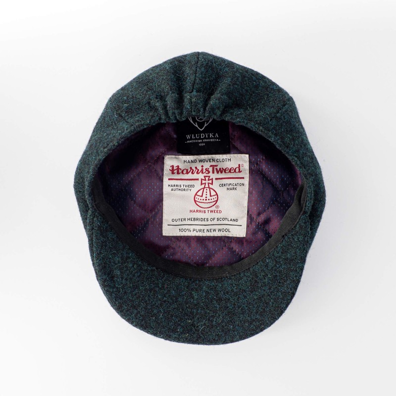 Zielony kaszkiet z wełny Harris Tweed