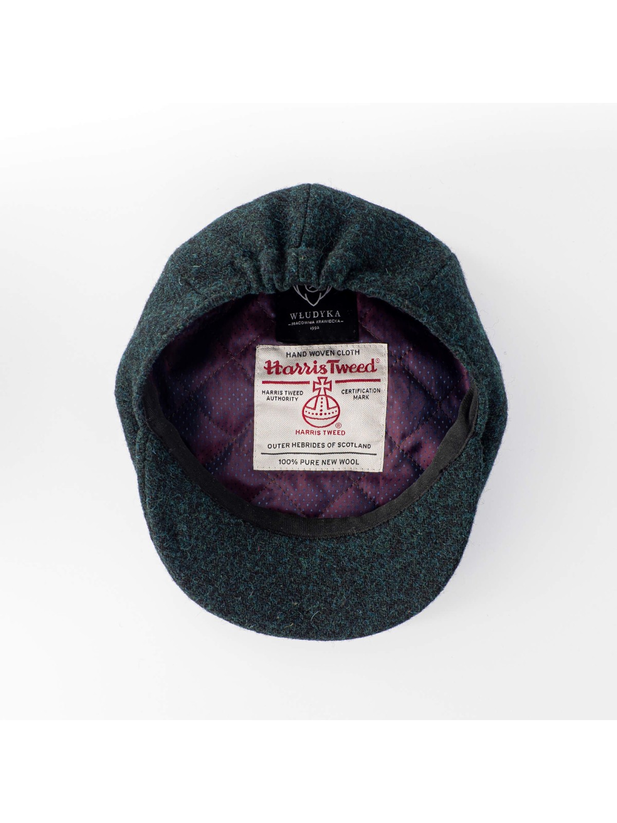 Zielony kaszkiet z wełny Harris Tweed